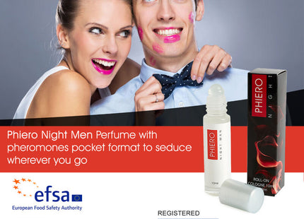 Weißer roll-on pheromon parfum mit roter und schwarzer verpackung phiero night men für männer von 500 cosmetics