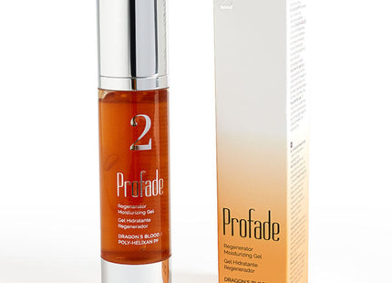 Profade regenerator moisturizing gel in amber glass bottle with silver cap and box for scars and tattooed skin