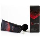 Black and red 500 cosmetics u-breast brustvergrößerungscreme tube with geometric design and matching box
