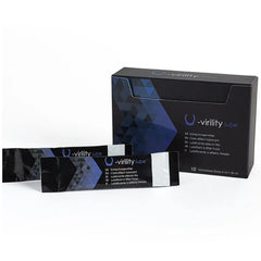 Schwarze und blaue geometrische verpackung für 500 COSMETICS U-virility lube kälteffekt 10x5 ml monodosen
