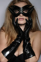7Heaven – Schwarze Wetlook-Handschuhe (A7811) - S/M / Black - Handschuhe