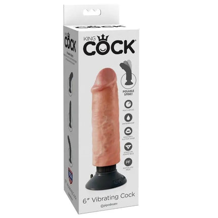 KING COCK - VIBRATORDILDO - 15.24 CM - Vibratoren mit Saufnapf