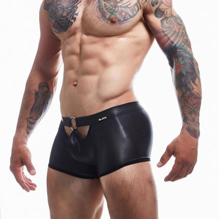 schwarzer Wetlook Boxer BL4CK03 von Cut4Men