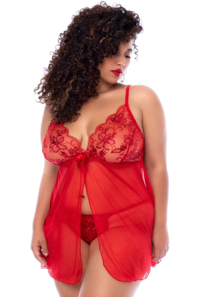red babydoll - MAL7559XRED by Mapale