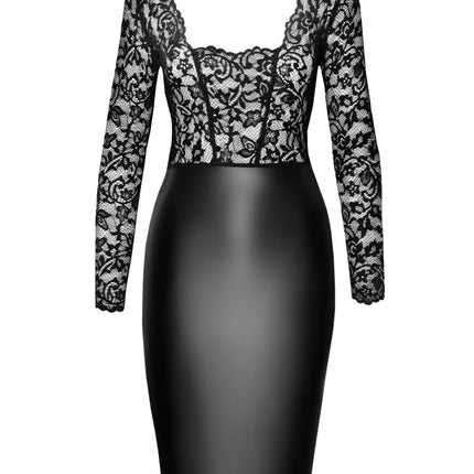 F295 halblanges Wetlook Kleid mit Spitze von Noir Handmade