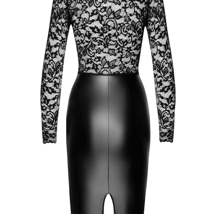 F295 halblanges Wetlook Kleid mit Spitze von Noir Handmade