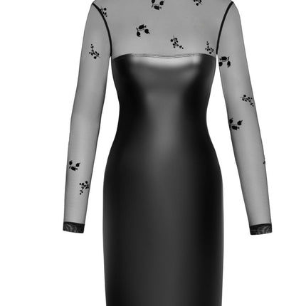 F310 halblanges Powerwetlook Kleid mit Tüll von Noir Handmade