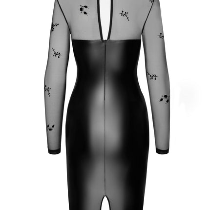 F310 halblanges Powerwetlook Kleid mit Tüll von Noir Handmade