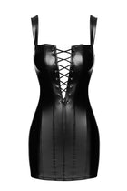 Luxury lace-up wet-look dress: Elegance & fit