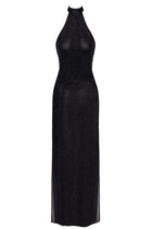 F372 long dress Onyx Twin-slit by Noir Handmade