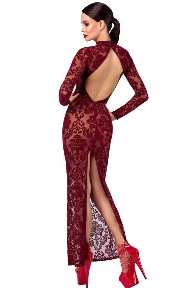 F383 Long flocked dress Kink Royal by Noir Handmade