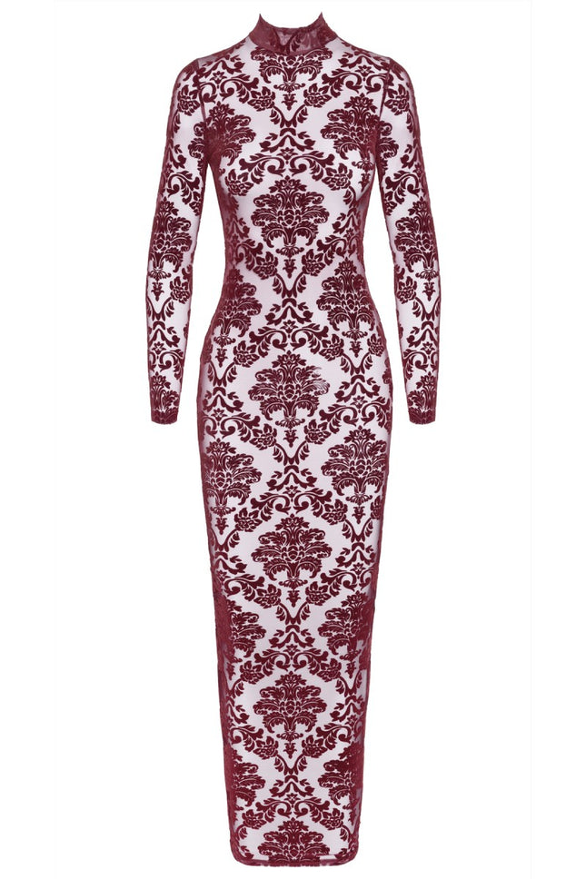 F383 Long flocked dress Kink Royal by Noir Handmade