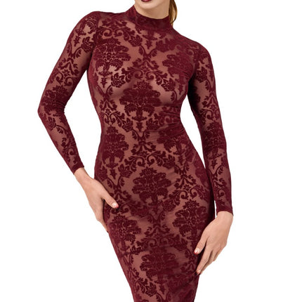 F384 mid-length flocked dress Kink Royal by Noir Handmade