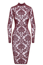 F384 mid-length flocked dress Kink Royal by Noir Handmade