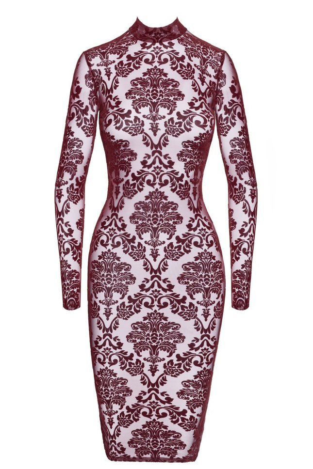 F384 mid-length flocked dress Kink Royal by Noir Handmade