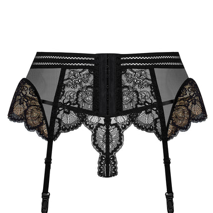 853-GAR-1 Strumpfhaltergürtel + T-String schwarz von Obsessive