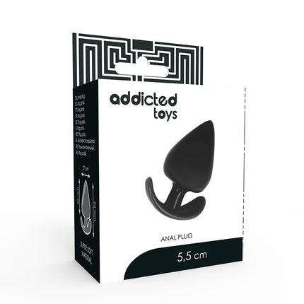 Schwarzer silikon-analplug 5,5 cm in markenkarton von addicted toys für analgebrauch