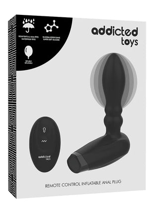 Schwarzer silikon aufblasbarer fernbedienungs stecker von addicted toys für analgebrauch