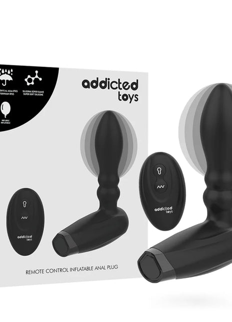 Schwarzer aufblasbarer analstecker mit fernbedienung aus superweichem silikon von addicted toys