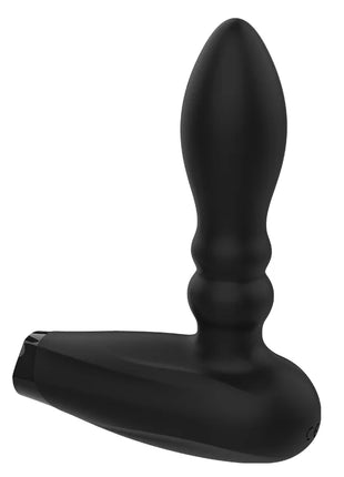 Schwarzer silikon-analplug mit strukturierter griffoberfläche und abgerundetem kopf von addicted toys aufblasbar