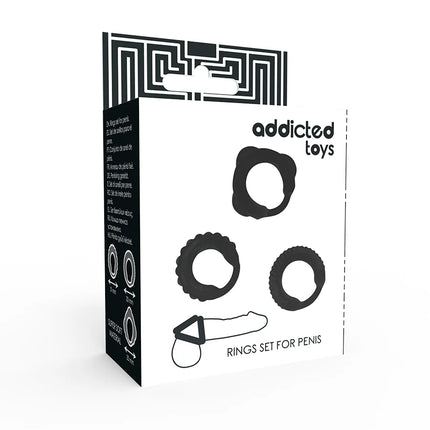 ADDICTED TOYS - C-RING-SET SCHWARZ - Penisring ohne Vibration