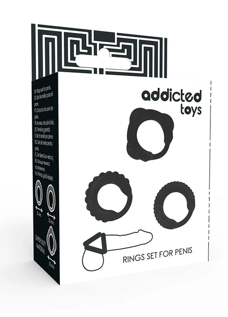 ADDICTED TOYS - C-RING-SET SCHWARZ - Penisring ohne Vibration