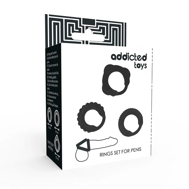 ADDICTED TOYS - C-RING-SET SCHWARZ - Penisring ohne Vibration