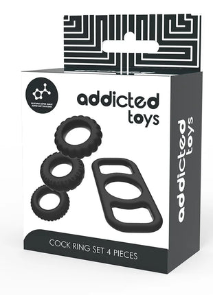 ADDICTED TOYS - COCK RING SET 4 STÜCK - Penisring ohne Vibration