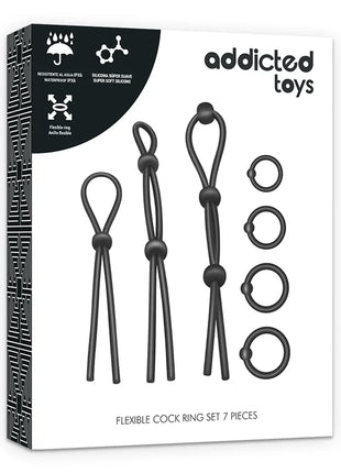 ADDICTED TOYS - FLEXIBLES SILIKON-COCKRING-SET 7-TEILIG - Penisring ohne Vibration