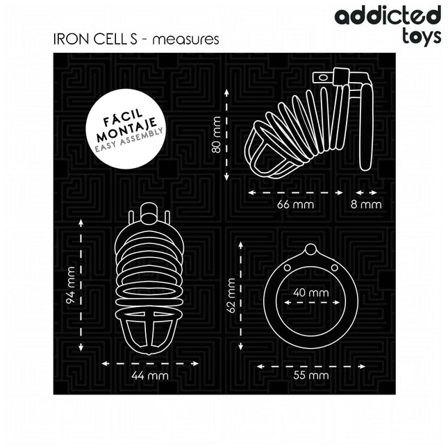ADDICTED TOYS LOCKED - IRON CELL METALL-PENISKÄFIG 4 CM GRÖSSE S - BDSM-Peniskäfige