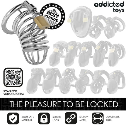 ADDICTED TOYS LOCKED - IRON CELL METALL-PENISKÄFIG 5 CM GRÖSSE L - BDSM-Peniskäfige