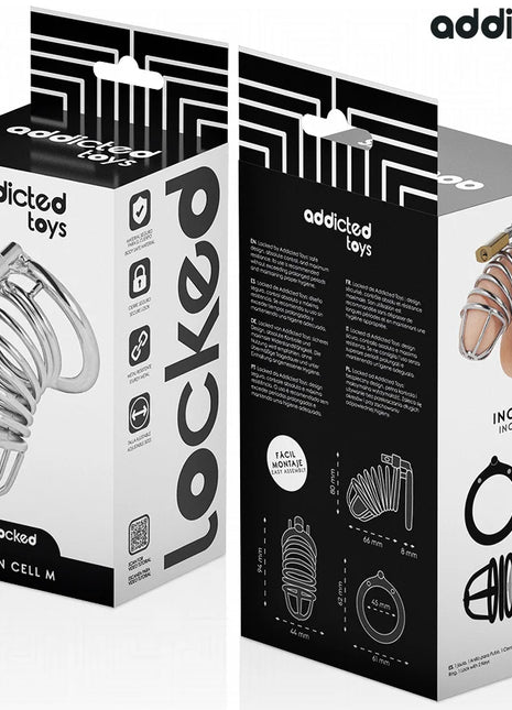 ADDICTED TOYS LOCKED - IRON CELL METALL-PENISKÄFIG GRÖSSE M - BDSM-Peniskäfige