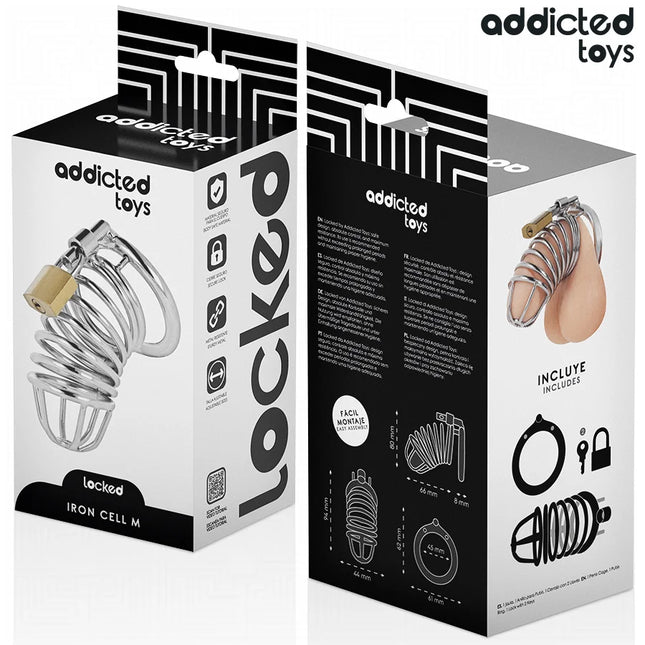 ADDICTED TOYS LOCKED - IRON CELL METALL-PENISKÄFIG GRÖSSE M - BDSM-Peniskäfige