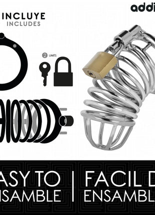 ADDICTED TOYS LOCKED - IRON CELL METALL-PENISKÄFIG GRÖSSE M - BDSM-Peniskäfige
