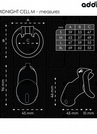 ADDICTED TOYS LOCKED - MINDNIGHT CELL PENISKÄFIG 4.2 CM GRÖSSE M - BDSM-Peniskäfige