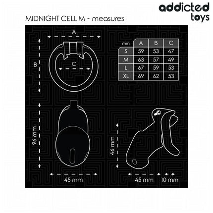 ADDICTED TOYS LOCKED - MINDNIGHT CELL PENISKÄFIG 4.2 CM GRÖSSE M - BDSM-Peniskäfige