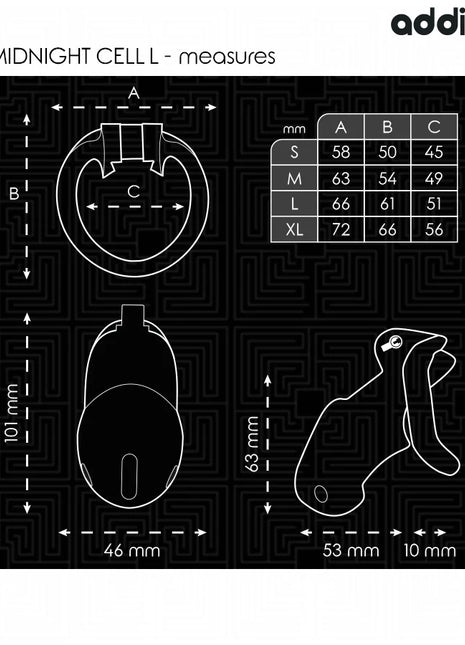 ADDICTED TOYS LOCKED - MINDNIGHT CELL PENISKÄFIG GRÖSSE L - BDSM-Peniskäfige