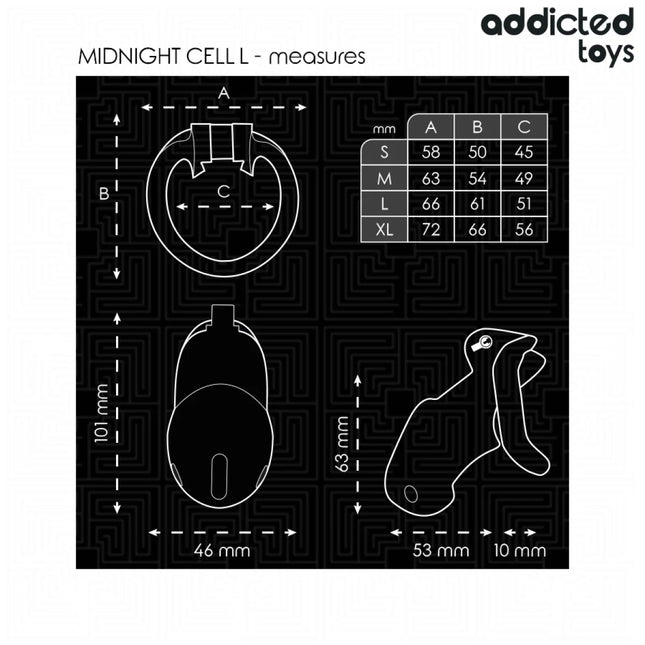 ADDICTED TOYS LOCKED - MINDNIGHT CELL PENISKÄFIG GRÖSSE L - BDSM-Peniskäfige