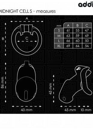 ADDICTED TOYS LOCKED - MINDNIGHT CELL PENISKÄFIG GRÖSSE S 4.8 CM - BDSM-Peniskäfige