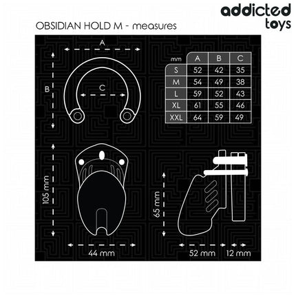 ADDICTED TOYS LOCKED - OBSIDIAN HOLD PENISKÄFIG GRÖSSE M - BDSM-Peniskäfige