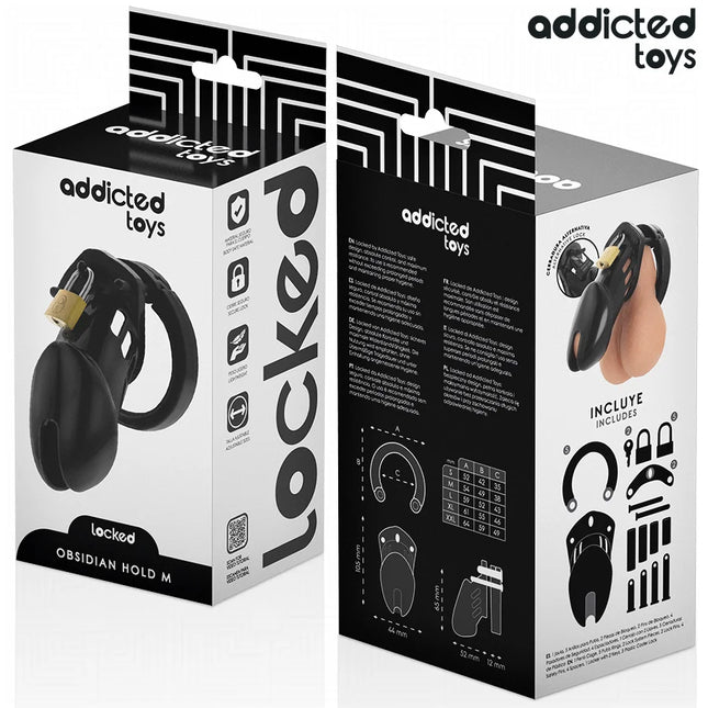 ADDICTED TOYS LOCKED - OBSIDIAN HOLD PENISKÄFIG GRÖSSE M - BDSM-Peniskäfige