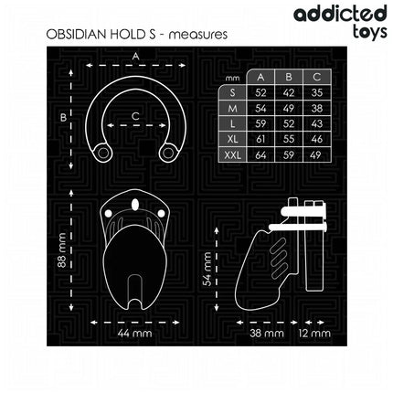 ADDICTED TOYS LOCKED - OBSIDIAN HOLD PENISKÄFIG GRÖSSE S - BDSM-Peniskäfige