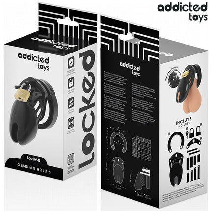 ADDICTED TOYS LOCKED - OBSIDIAN HOLD PENISKÄFIG GRÖSSE S - BDSM-Peniskäfige