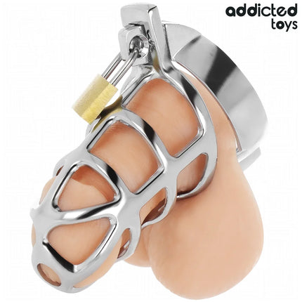 ADDICTED TOYS LOCKED - SILBERNER PENISKÄFIG AUS METALL GRÖSSE S - BDSM-Peniskäfige
