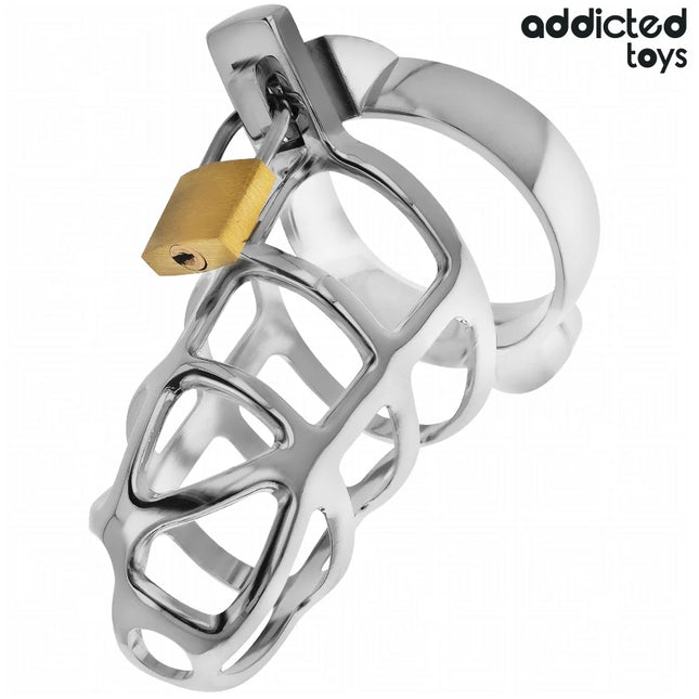 ADDICTED TOYS LOCKED - SILBERNER PENISKÄFIG AUS METALL GRÖSSE S - BDSM-Peniskäfige