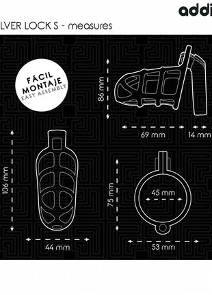 ADDICTED TOYS LOCKED - SILBERNER PENISKÄFIG AUS METALL GRÖSSE S - BDSM-Peniskäfige