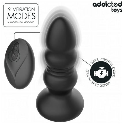 ADDICTED TOYS – ROTIERENDER VIBRIERENDER ANALPLUG MIT LED-LICHT UND FERNBEDIENUNG