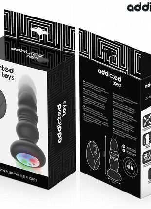 ADDICTED TOYS – ROTIERENDER VIBRIERENDER ANALPLUG MIT LED-LICHT UND FERNBEDIENUNG