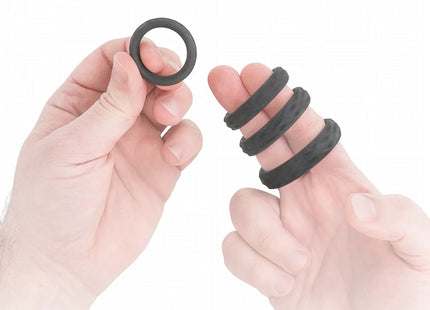 ADDICTED TOYS - SET MIT STRUKTURIERTEM COCKRING IN 4 GRÖSSEN