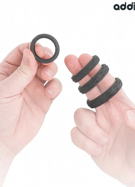 ADDICTED TOYS - SET MIT STRUKTURIERTEM COCKRING IN 4 GRÖSSEN